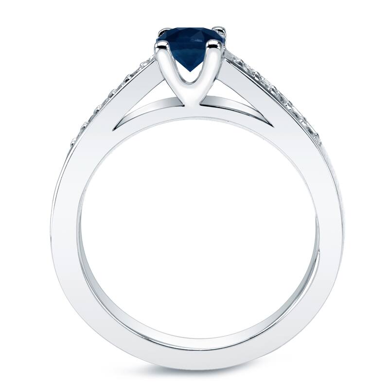 Auriya Platinum 2/5ct Blue Sapphire and 3/5ctw Diamond Engagement Ring Set