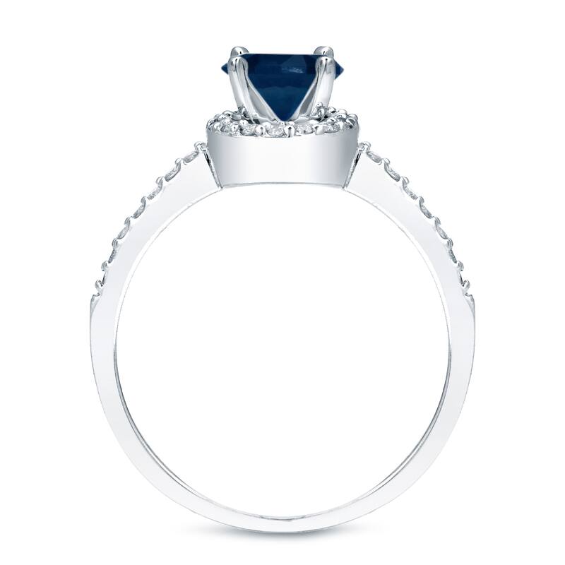 Auriya Platinum 3/5ct Blue Sapphire and 2/5ct TDW Round Halo Diamond Engagement Ring Set