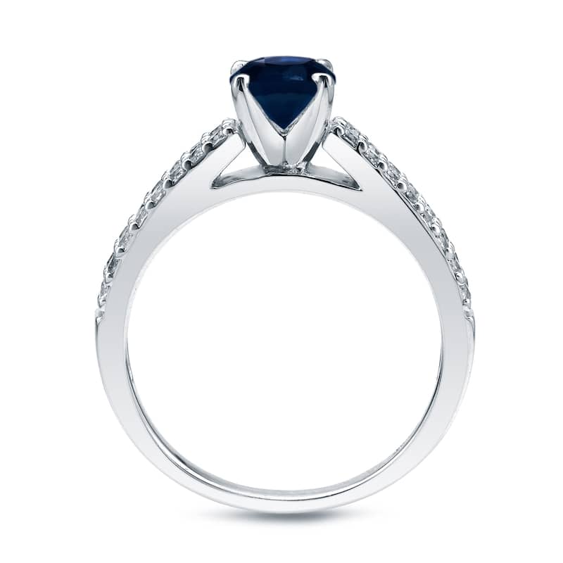 Auriya Platinum 3/4ct Blue Sapphire and 3/4ctw Diamond Engagement Ring Set