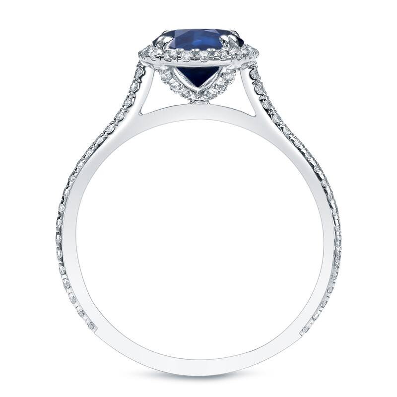 Auriya 3/4ct Blue Sapphire and 3/4ctw Halo Diamond Engagement Ring Platinum