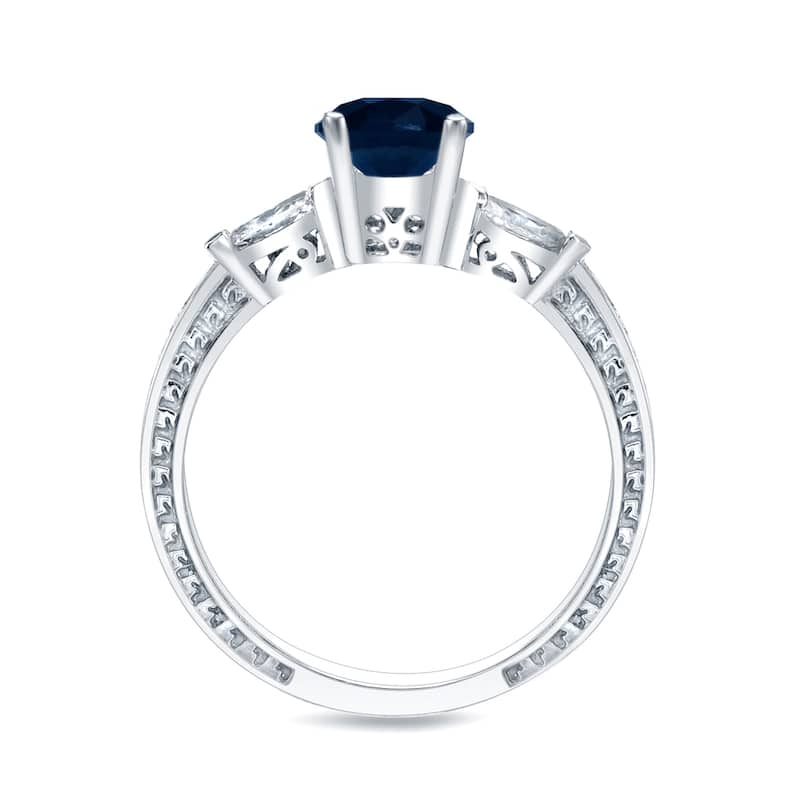Auriya Platinum 1/2ct Vintage Sapphire & 3-Stone Diamond Engagement Ring Set 1/3ctw