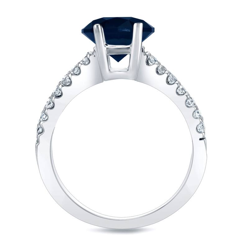 Auriya 3/5ct Round Blue Sapphire and 2/5ctw Diamond Engagement Ring Platinum