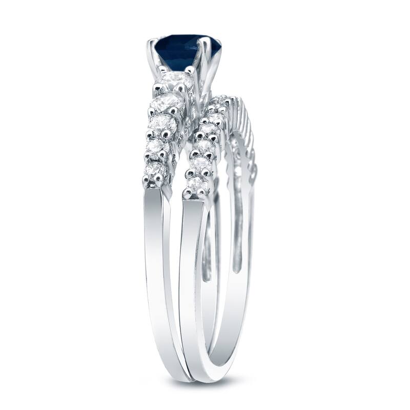 Auriya Platinum 1/2ct Blue Sapphire and Diamond Engagement Ring Set 1/2ctw