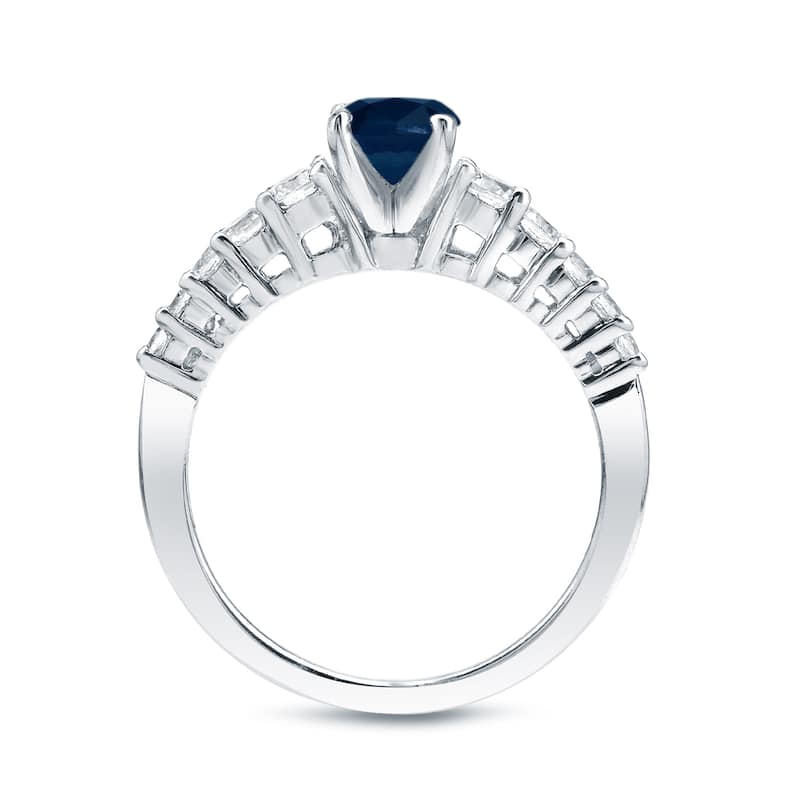 Auriya Platinum 1/2ct Blue Sapphire and Diamond Engagement Ring Set 1/2ctw