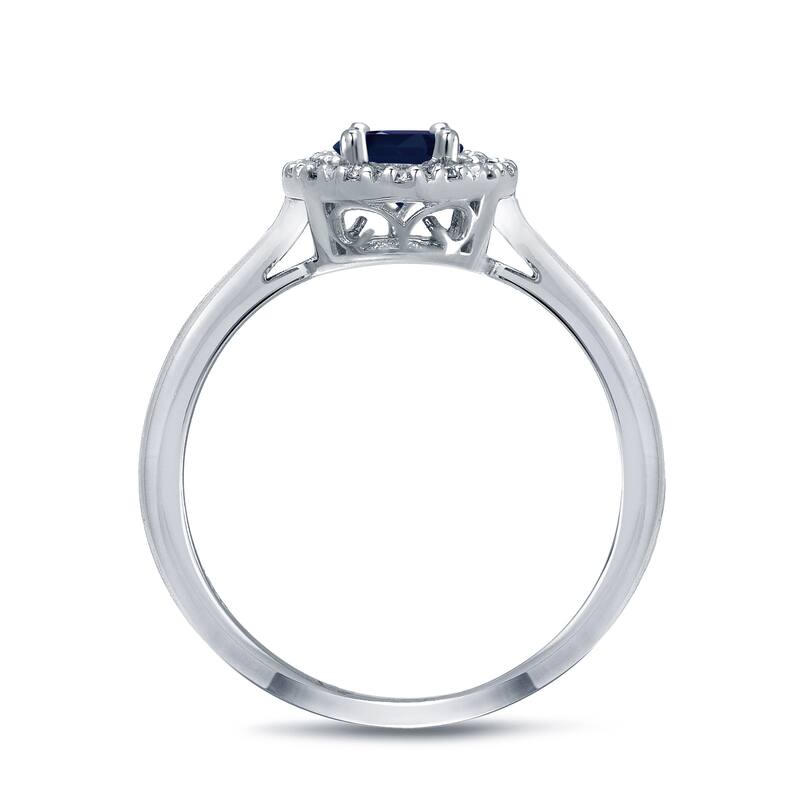 14k Gold 1 1/2ct Sapphire Oval and 1/8ct TDW Diamond Halo Engagement Ring (H-I, SI1-SI2)