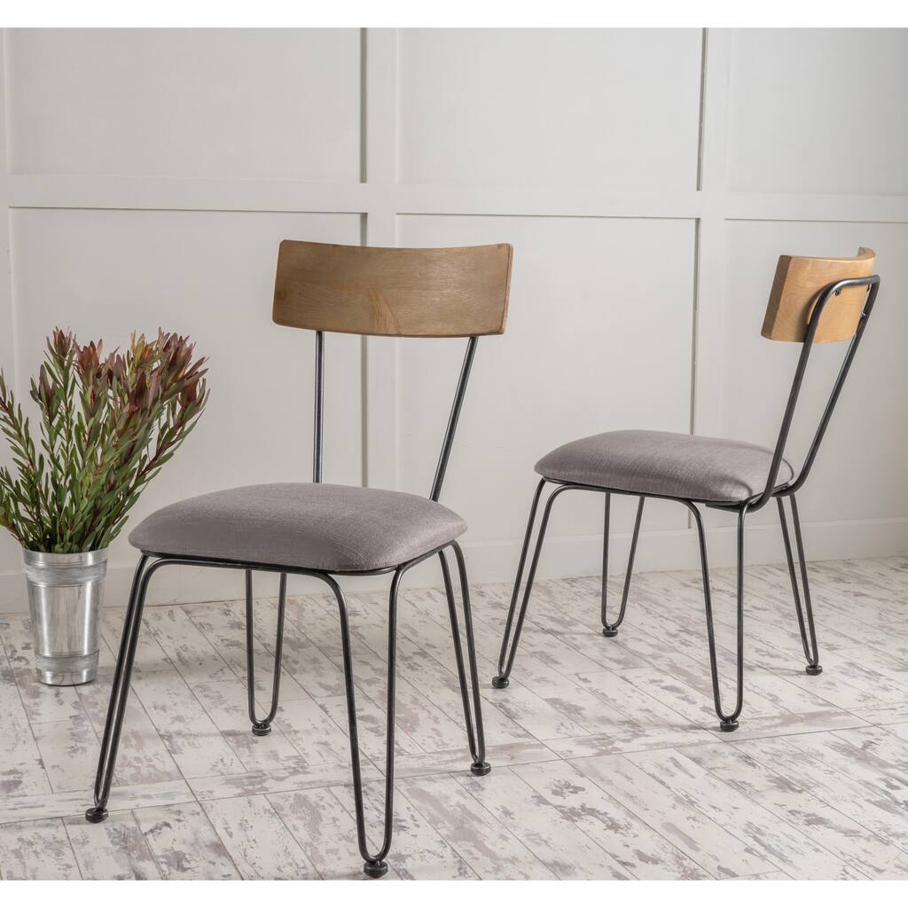 Orval Metal Dining Chair with Fabric Cushion (Set of 2) by Christopher Knight Home