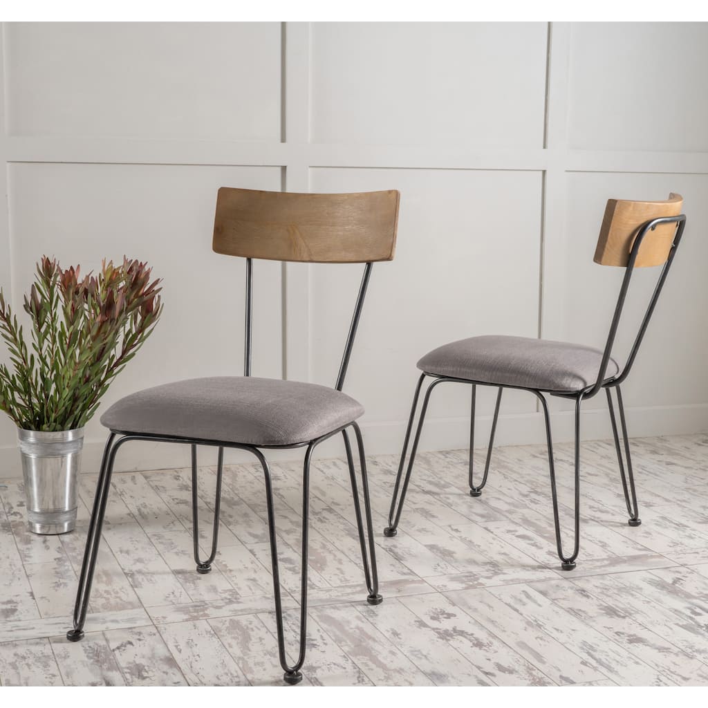 Orval Metal Dining Chair with Fabric Cushion (Set of 2) by Christopher Knight Home