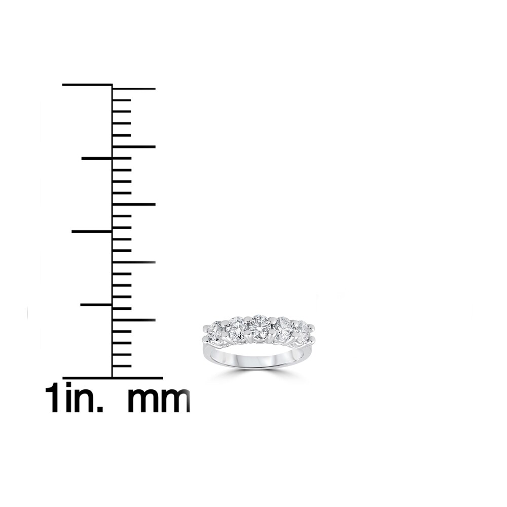 14k White Gold 1 1/5 ct Five Stone Diamond Wedding Womens Anniversary Ring  (G-H, VS1-VS2) - White G-H - White G-H