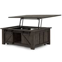 Garrett Rustic Weathered Charcoal Lift-top Sliding Door Coffee Table with Casters
