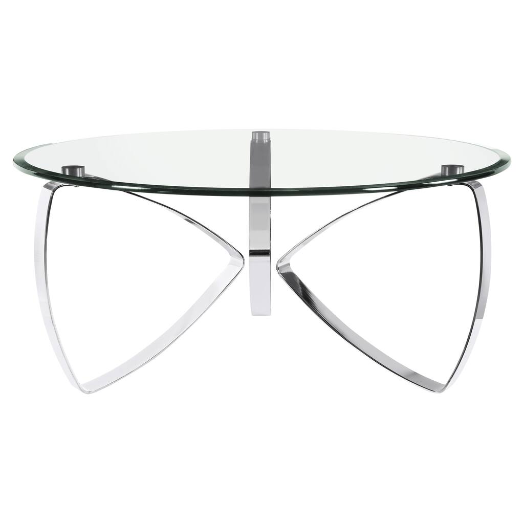 Nico Modern Chrome Round Glass Top Cocktail Table