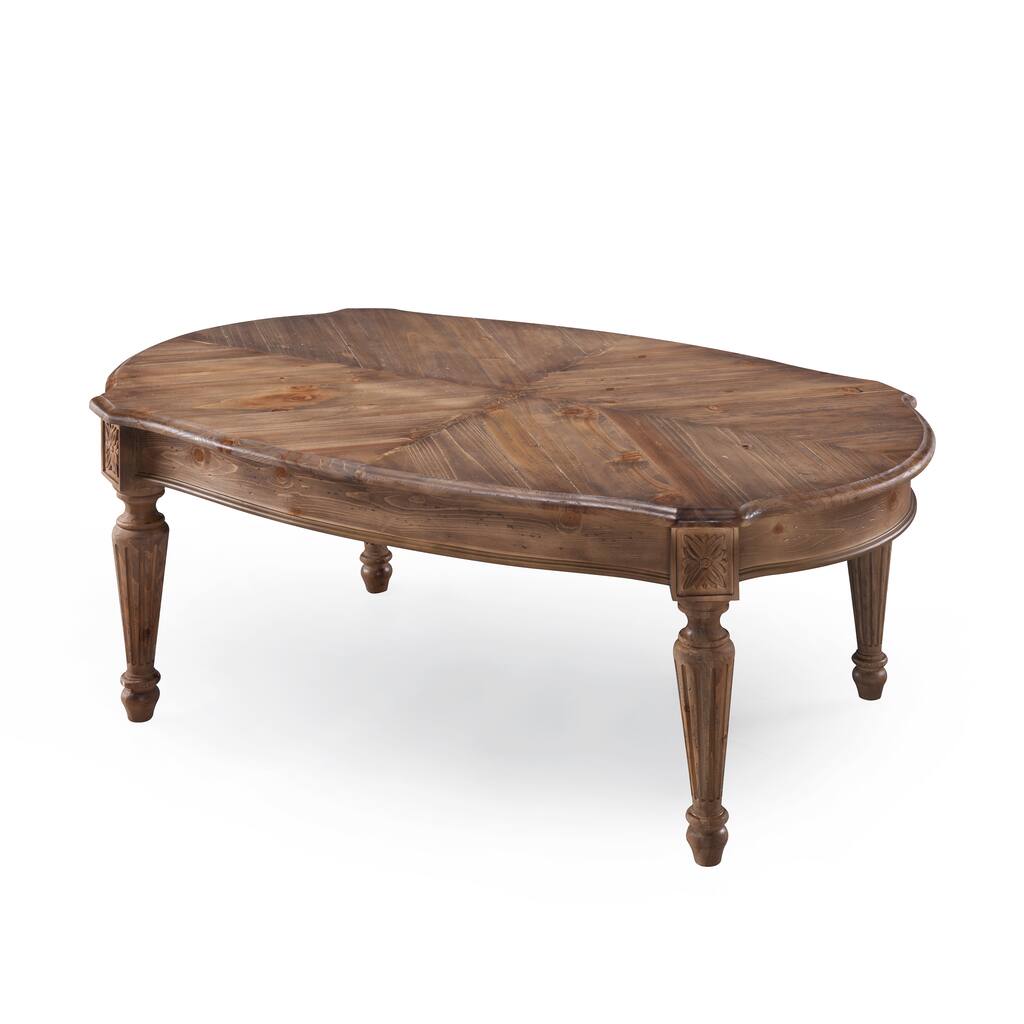 Lloyd Rustic Traditional Weathered Oat Finish Rectangular Coffee Table