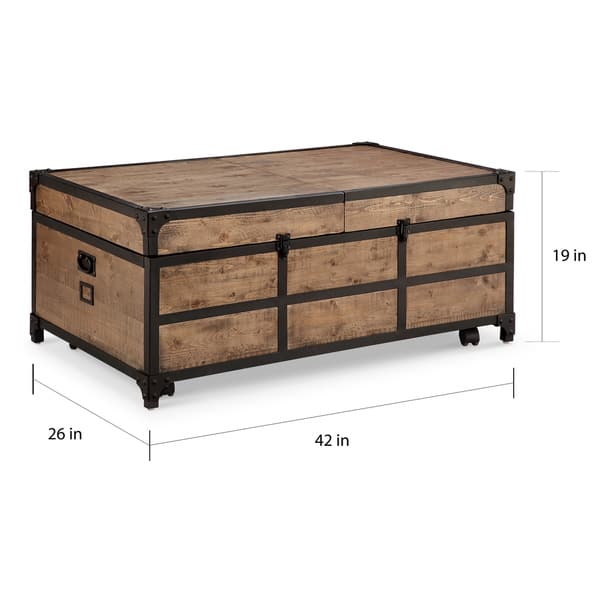 Maguire Rustic Weathered Barley Expandable Storage Coffee Table with Casters