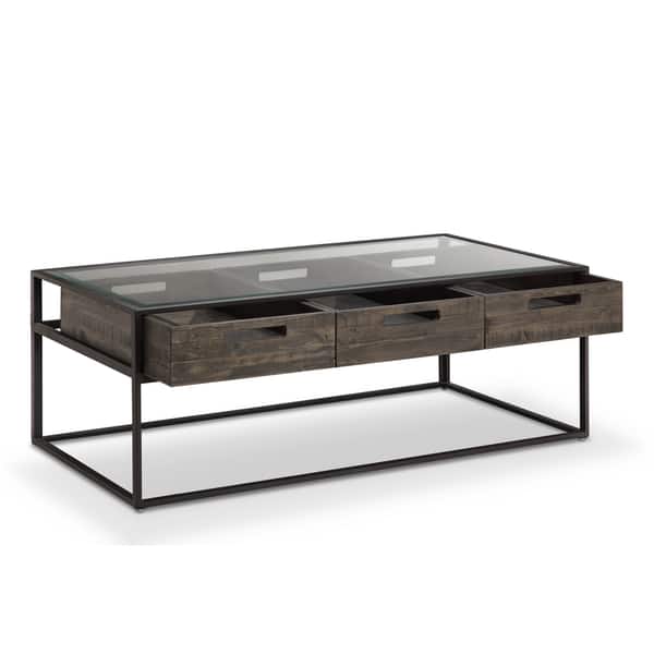 Shop Claremont Rustic Weathered Charcoal Storage Glass Top Coffee Table Overstock 13321590