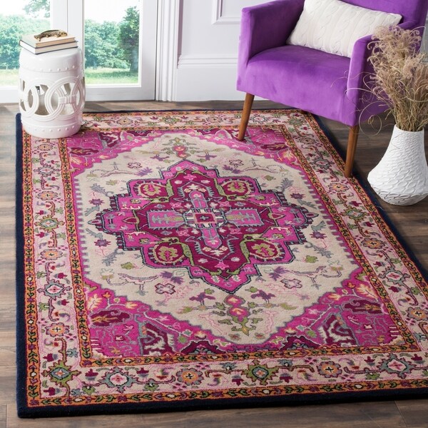 Shop Safavieh Bellagio Handmade Bohemian Ivory/ Pink Wool Rug - 8' x 10 ...