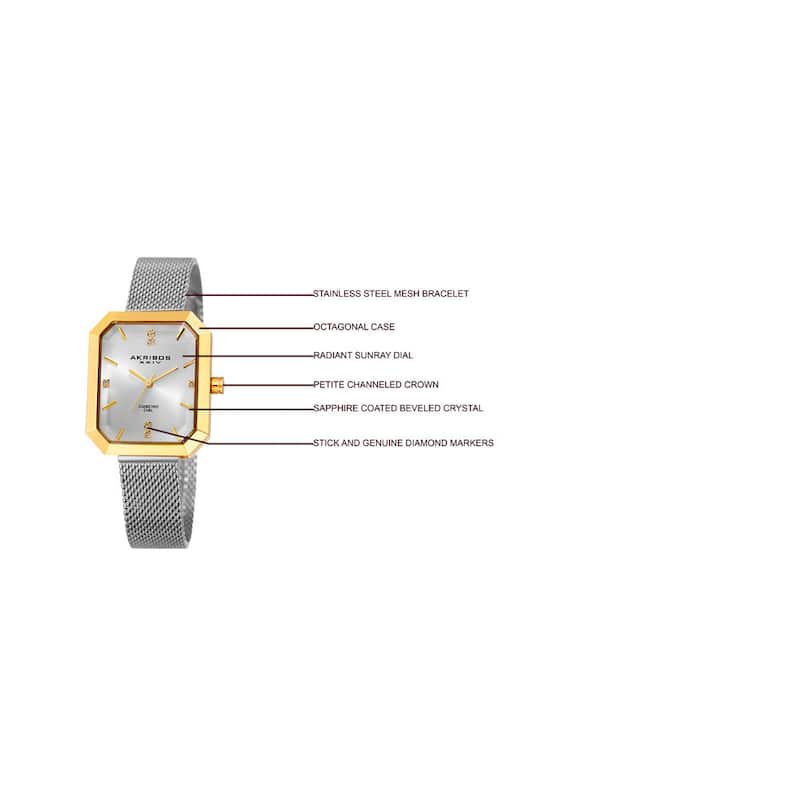 Akribos XXIV Women's Quartz Diamond Stainless Steel Two-Tone Bracelet Watch
