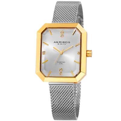Akribos XXIV Women's Quartz Diamond Stainless Steel Two-Tone Bracelet Watch