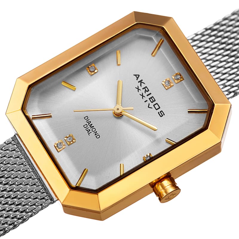 Akribos XXIV Women's Quartz Diamond Stainless Steel Two-Tone Bracelet Watch