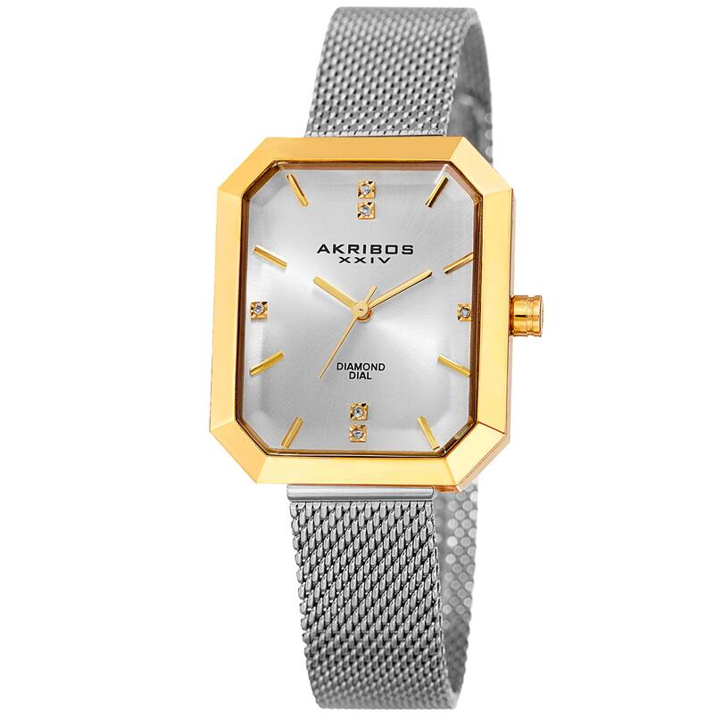 Akribos XXIV Women's Quartz Diamond Stainless Steel Two-Tone Bracelet Watch