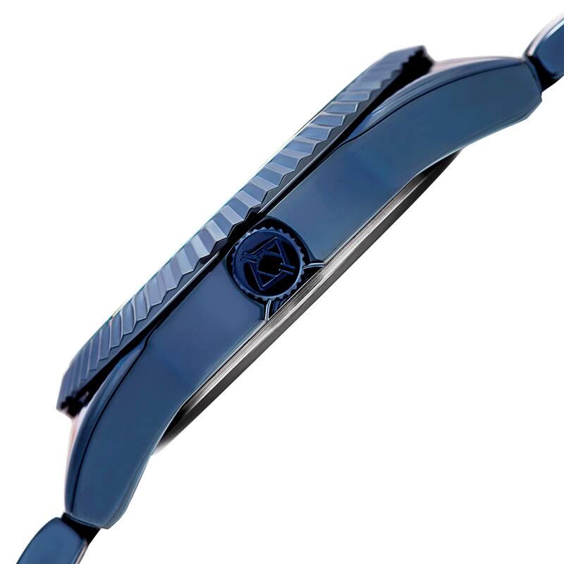 Akribos XXIV Men's Quartz Diamond Multifunction Stainless Steel Blue Bracelet Watch