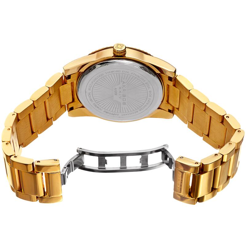 Akribos XXIV Men's Quartz Diamond Multifunction Stainless Steel Bracelet Watch