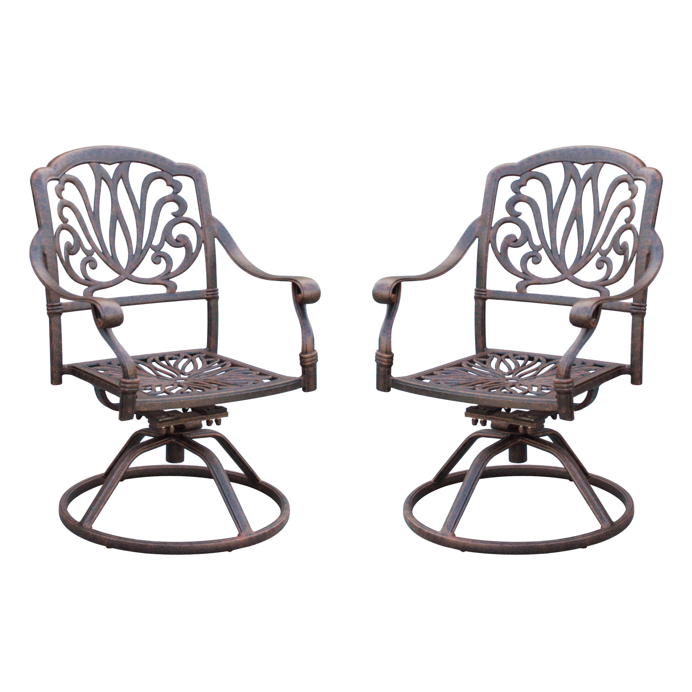 Darlee Elisabeth Cast Aluminum Swivel Rocker Dining Chair With Darlee Elisabeth Cast Aluminum Swivel Rocker Dining Chair With Seat Cushion Set Of 2 Antique Bronze Finish Free Shipping On Orders Over 45