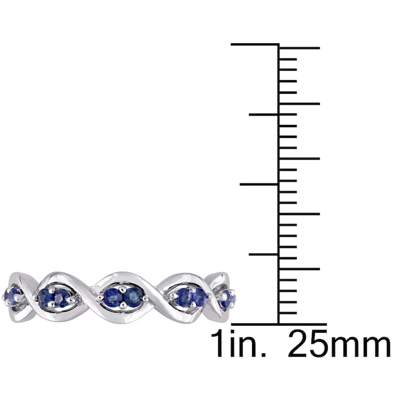 Miadora 14k White Gold Sapphire Studded Infinity Promise Ring - Blue