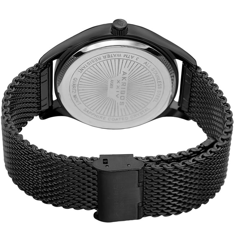 Akribos XXIV Men's Quartz Date Stainless Steel Mesh Black Bracelet Watch