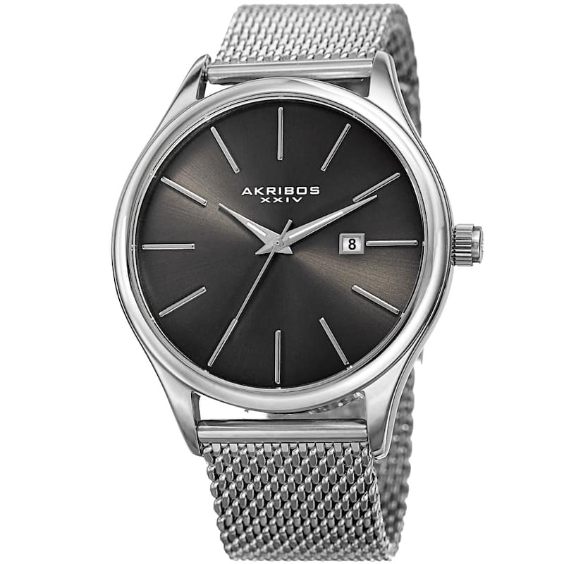 Akribos XXIV Men's Quartz Date Stainless Steel Mesh Gold-Tone Bracelet Watch