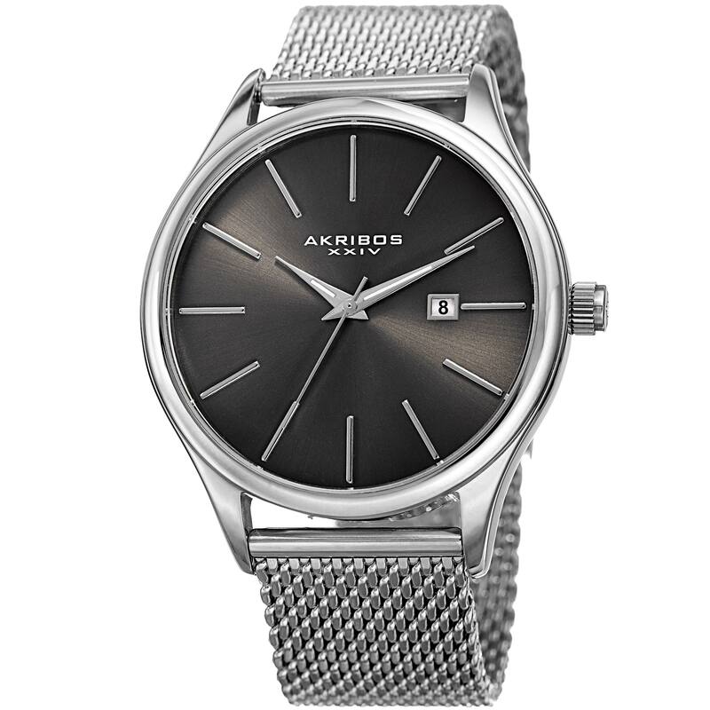 Akribos XXIV Men's Quartz Date Stainless Steel Mesh Gold-Tone Bracelet Watch