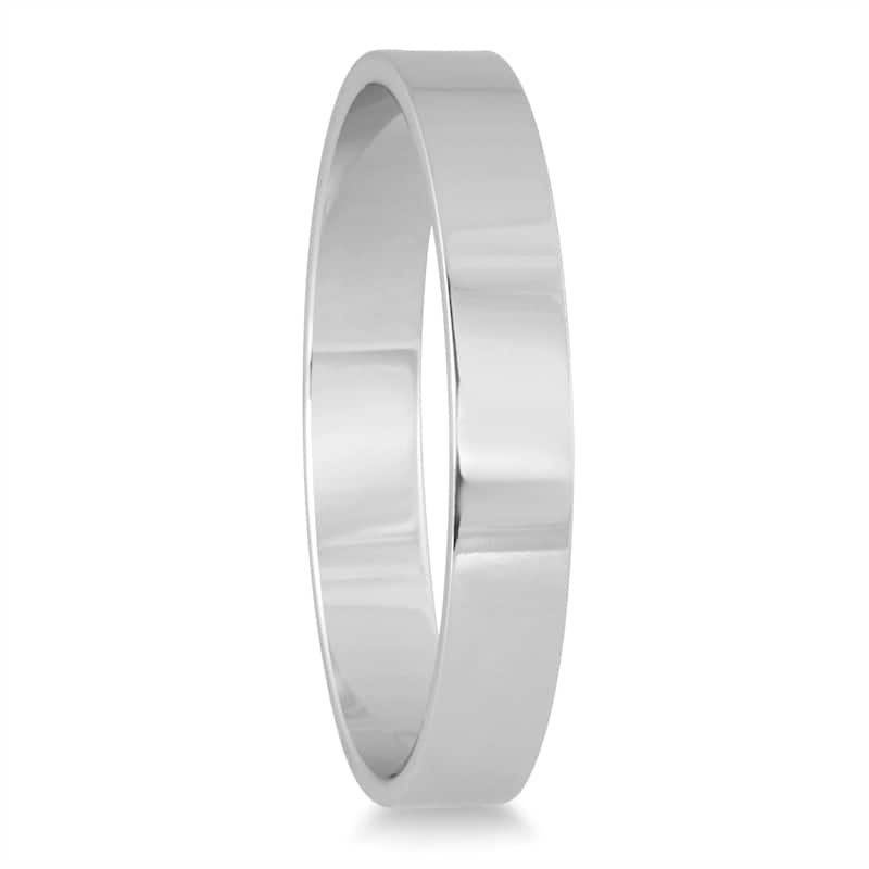 Marquee Jewels 14K White Gold Flat Comfort Fit Wedding Band