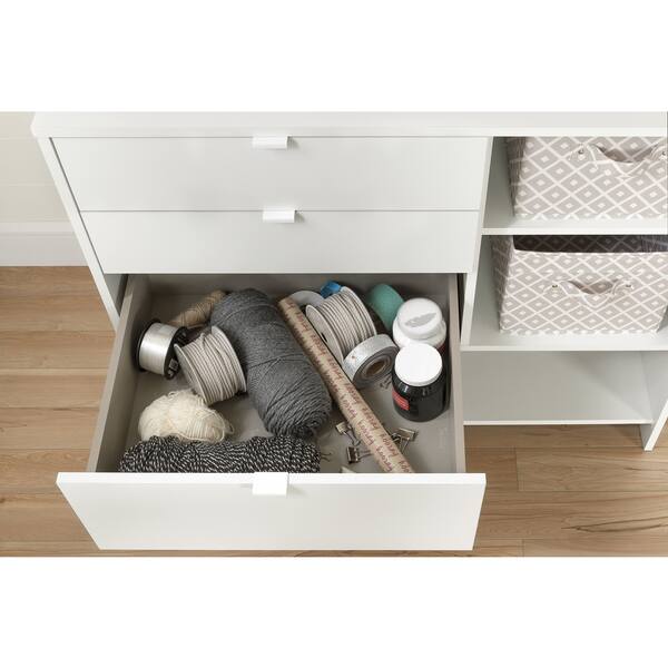 Shop South Shore Crea Pure White Wood Craft Storage Cabinet With Drawers Overstock 13326653