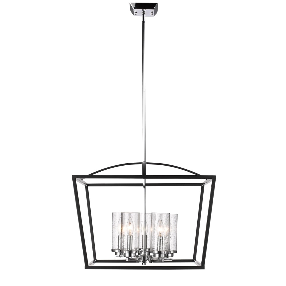 Golden Lighting Mercer Black Seeded Glass 5-light Chandelier (Black) - Chandeliers For Bedrooms by Overstock.com