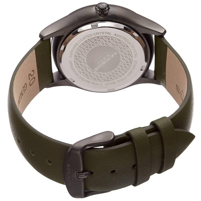 Akribos XXIV Women's Quartz Date Swarovski Crystal Leather Green Strap Watch