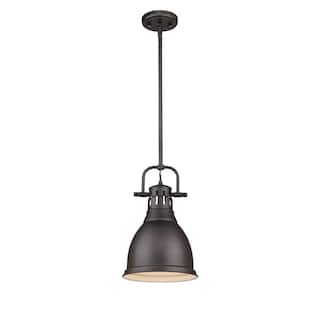 Duncan Small Pendant with Rod in Rubbed Bronze with a Rubbed Bronze