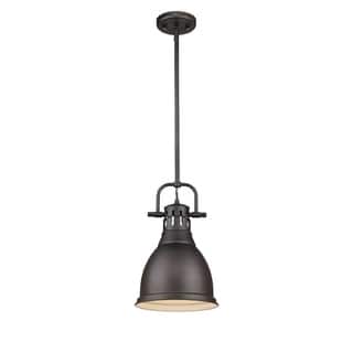 Duncan Small Pendant with Rod in Rubbed Bronze with a Rubbed Bronze