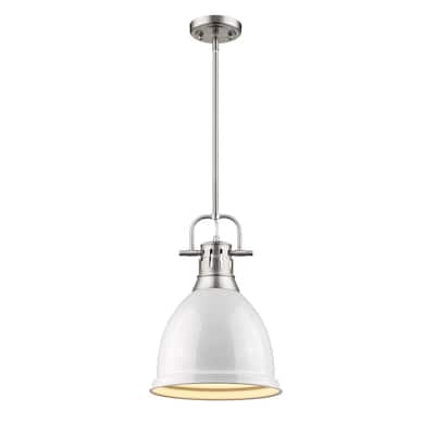 Golden Lighting Duncan Small Pendant with Pewter Rod and White Shade