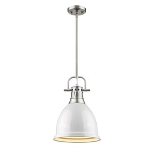 Golden Lighting Duncan Small Pendant with Pewter Rod and White Shade