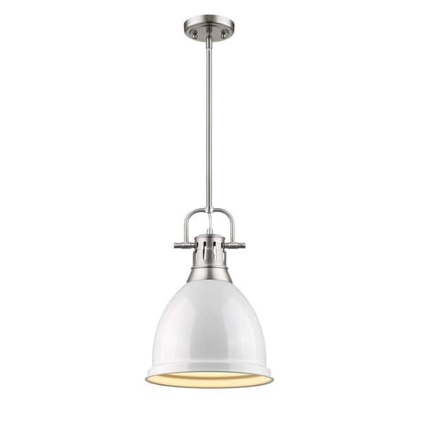slide 2 of 3, Golden Lighting Duncan Small Pendant with Pewter Rod and White Shade