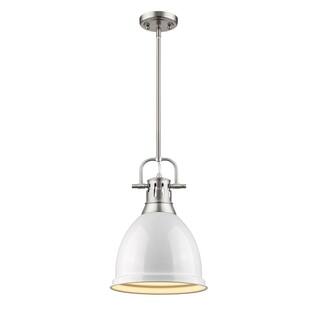 Golden Lighting Duncan Small Pendant with Pewter Rod and White Shade