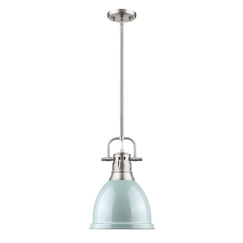 Golden Lighting Duncan Pewter Rod/Seafoam Shade Small Pendant