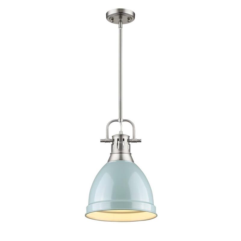 Golden Lighting Duncan Pewter Rod/Seafoam Shade Small Pendant