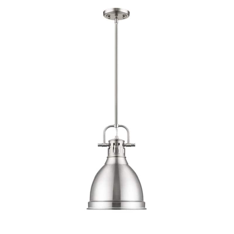 Golden Lighting Duncan Pewter Finish Steel Small Pendant Light with Rod
