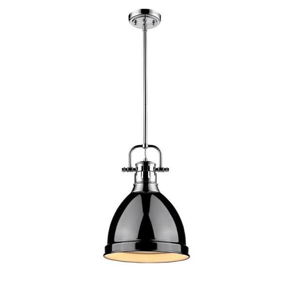 slide 2 of 3, Golden Lighting Duncan Chroe Small Pendant with Rod and a Black Shade