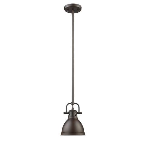Duncan Mini Pendant with Rod in Rubbed Bronze with a Rubbed Bronze Shade