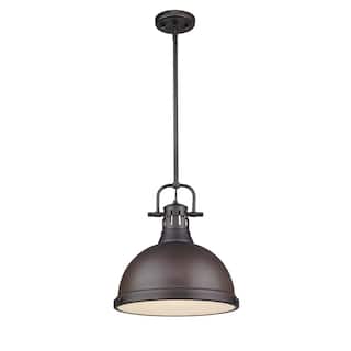 Golden Lighting Duncan Rubbed Bronze Rod and Shade 1-light Pendant