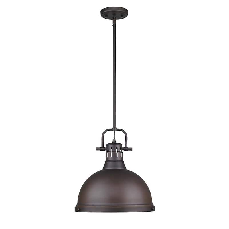 Golden Lighting Duncan Rubbed Bronze Rod and Shade 1-light Pendant