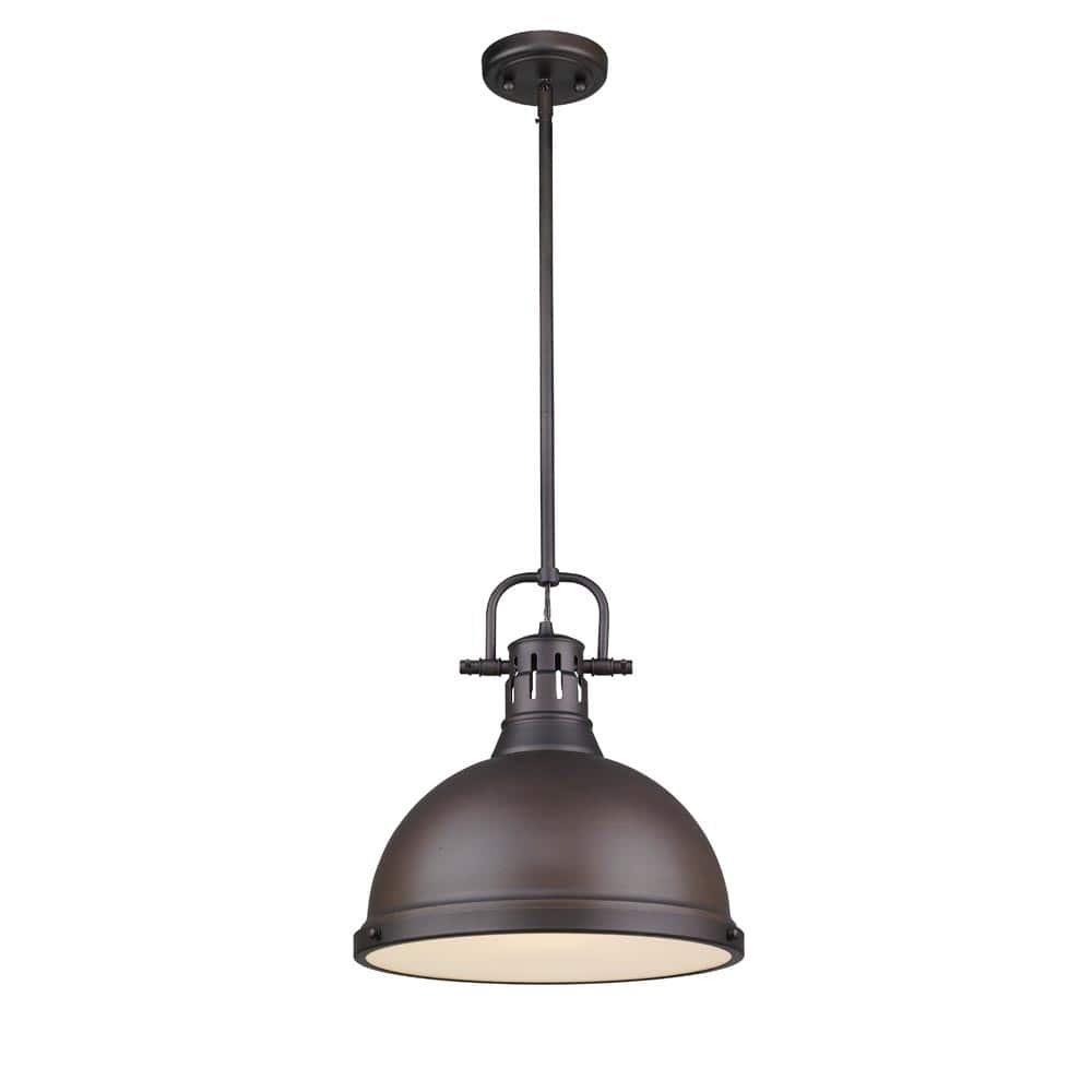 Golden Lighting Duncan Rubbed Bronze Rod and Shade 1-light Pendant