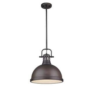 Golden Lighting Duncan Rubbed Bronze Rod and Shade 1-light Pendant