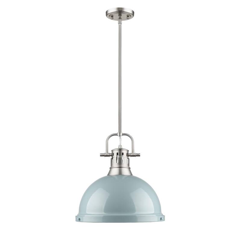 Golden Lighting Duncan Seafoam/Silvertone Steel 1-light Pendant Fixture