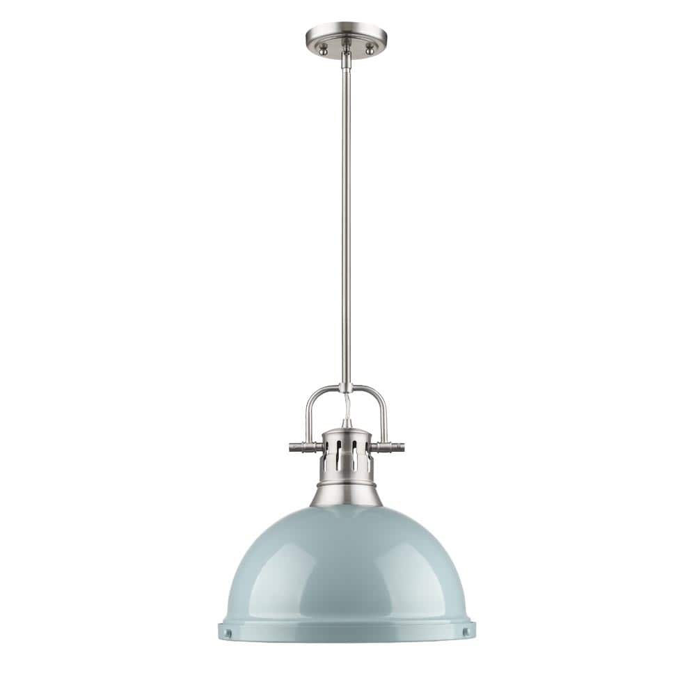 Golden Lighting Duncan Seafoam/Silvertone Steel 1-light Pendant Fixture